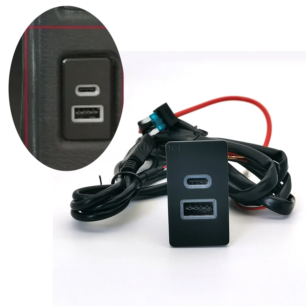 

Автомобильное зарядное устройство QC3.0 USB TYPE-C, зарядное устройство, розетка для быстрой зарядки, входной адаптер, аудио радио, u-диск, разъем для вспышки для Toyota Corolla LC80