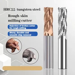 Roughing End Mill HRC55 Solid Carbide 3 Flutes 4 Teeth for Steel Iron Aluminum MDF Fiberglass Acrylic Wood Copper Plastic