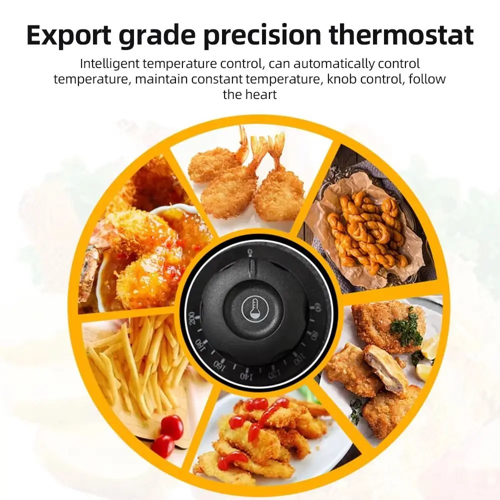 6L Electric Deep Fryer 1200W Automatic Power-off Stainless Steel Electric Fryer 2 - 3 People 3D Surround Heating Air Fryer