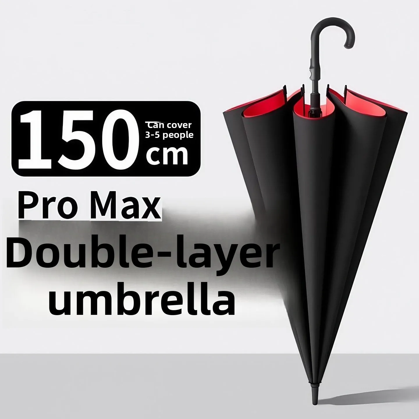 thickened-double-layer-automatic-long-handle-umbrella-men's-windproof-large-resistant-sunny-rain-men's-umbrella-bend-hook