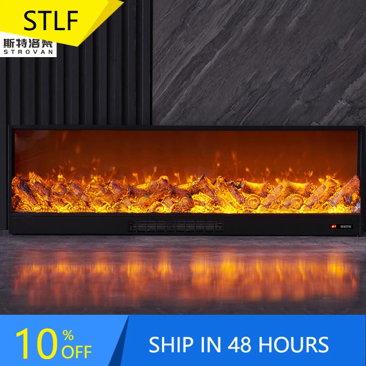 

ZXHK US Plug Type Electric LED Light Flame Heated Fireplaces WiFi/APP Control Wall-Mounted Metal Outdoor Hotel Use