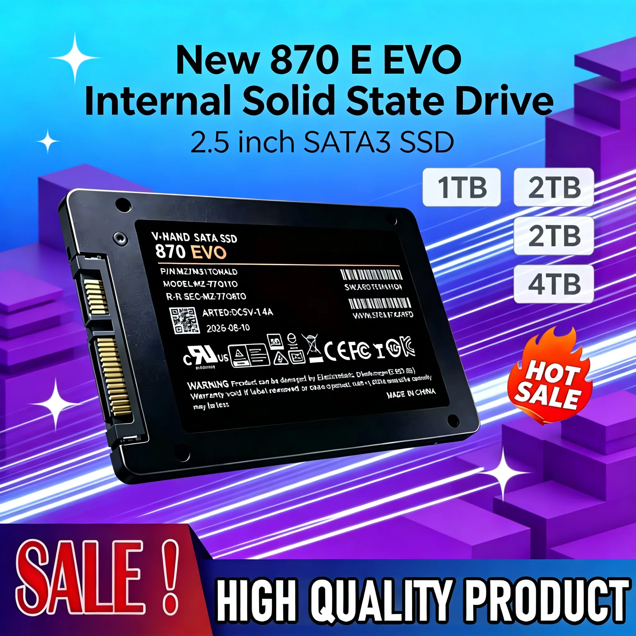 870 EVO Internal  2.5 Inch  SATA3 SSD Solid State Drive 1TB 2TB 4TB Hard Disk Solid State Drive for Laptop Desktop