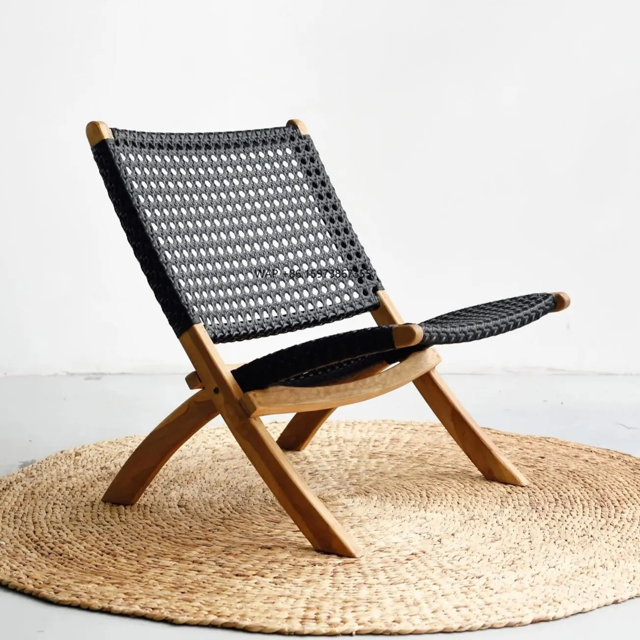 

Factory Wholesale Natural Rattan Woven Foldable Chair Camping Garden Portable Retro Woven Chairs