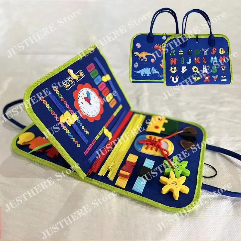 Montessori Busy Board Toys Kids Basic Life Skills Learning Educational Busyboard Sensory Suitcases Toddlers Training Development