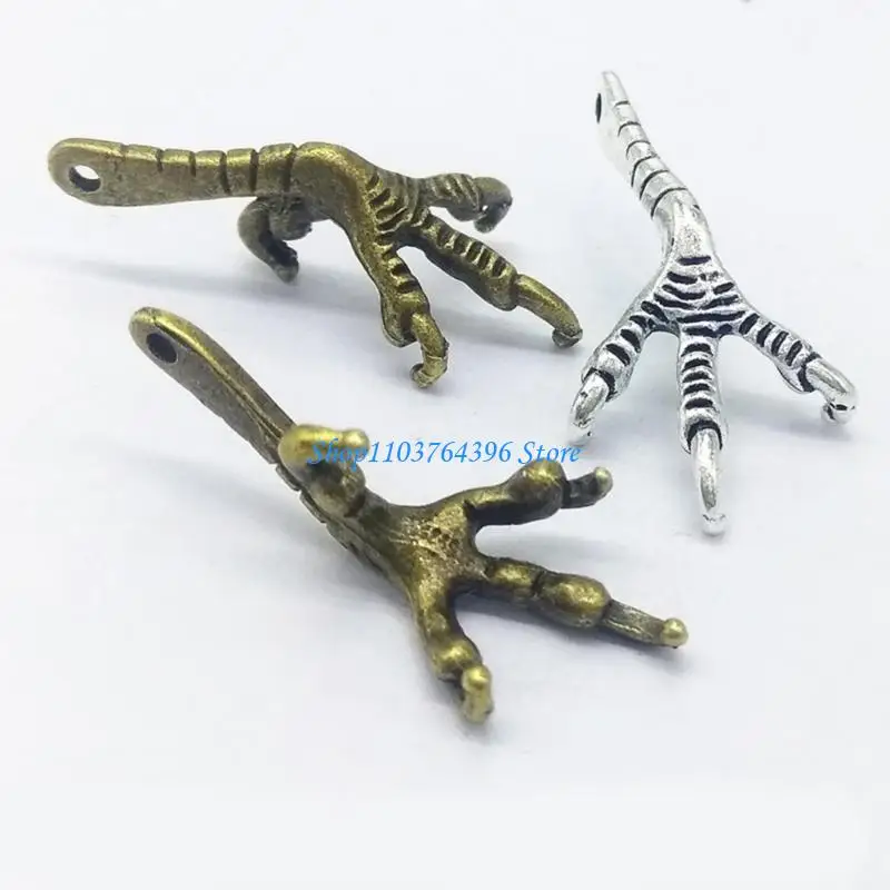 10 قطعة المعلقات مخلب الطيور الرجعية صنع المجوهرات الاكسسوارات سبيكة الملمس دلاية مجوهرات مناسبة لصنع المجوهرات #4