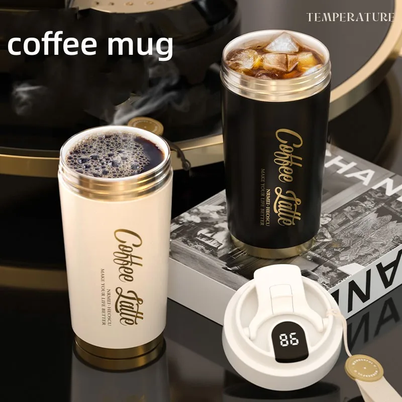 Ceramic Inner Insulated Mug Travel Coffee Mug Coffee Insulated Mug Thermal Mug Digital Mug Lid Smart Coffee Mug Coffee Time Comp