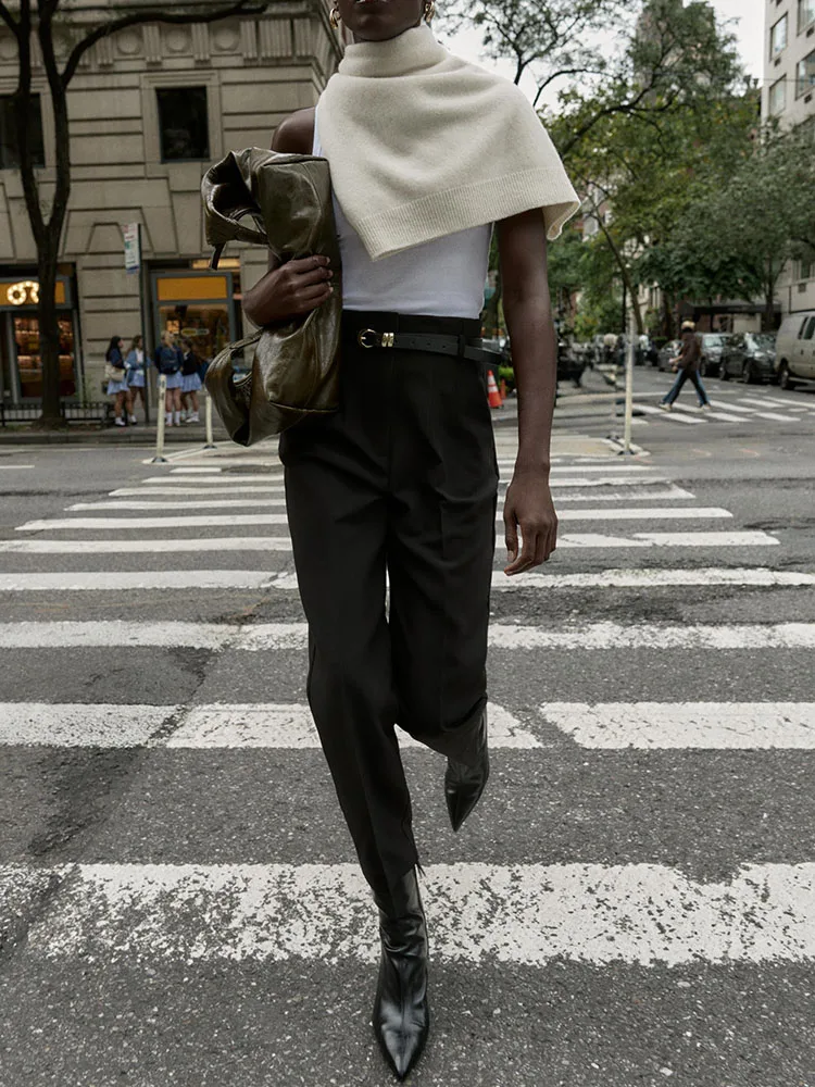 

Новинка! Женские модные повседневные брюки с высокой талией и поясом, прямого кроя, для зимы 2025 года, в этническом стиле, для сценических выступлений.