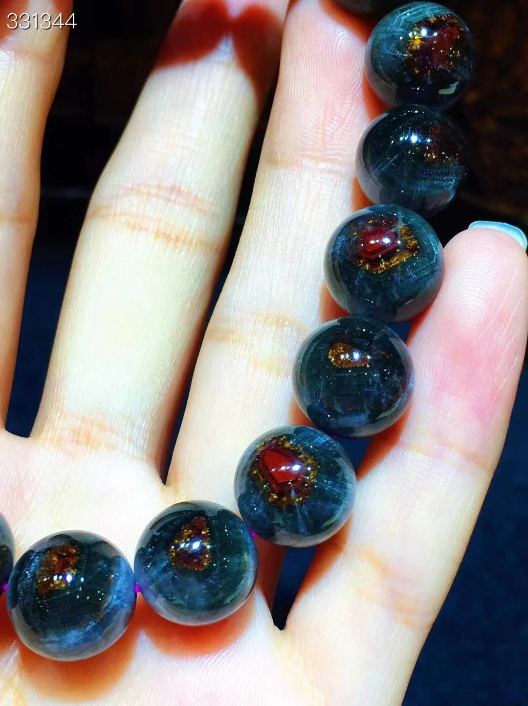 Natural Red Auralite 23 Cacoxenite Eye Bracelet 11.6mm Clear Round Beads Women Men Canada Stretch Rarest Jewelry  AAAAA