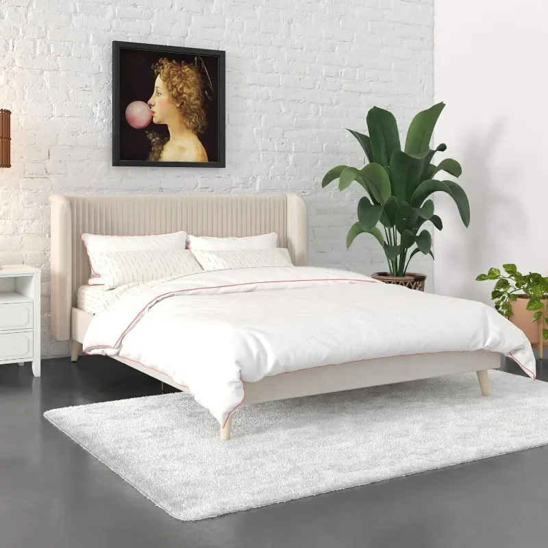 

Upholstered Wingback Bed Frame bed frame with headboard modern Bedroom Furniture