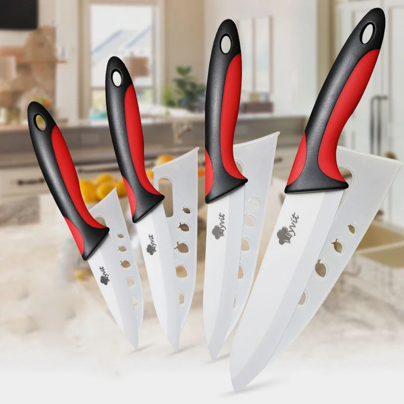 Ceramic Knife 6 5 4 3 inch Chef Meat Utility Slicing Paring Knives White Blade Colorful Anti-slip Handle Kitchen Cooking Tools