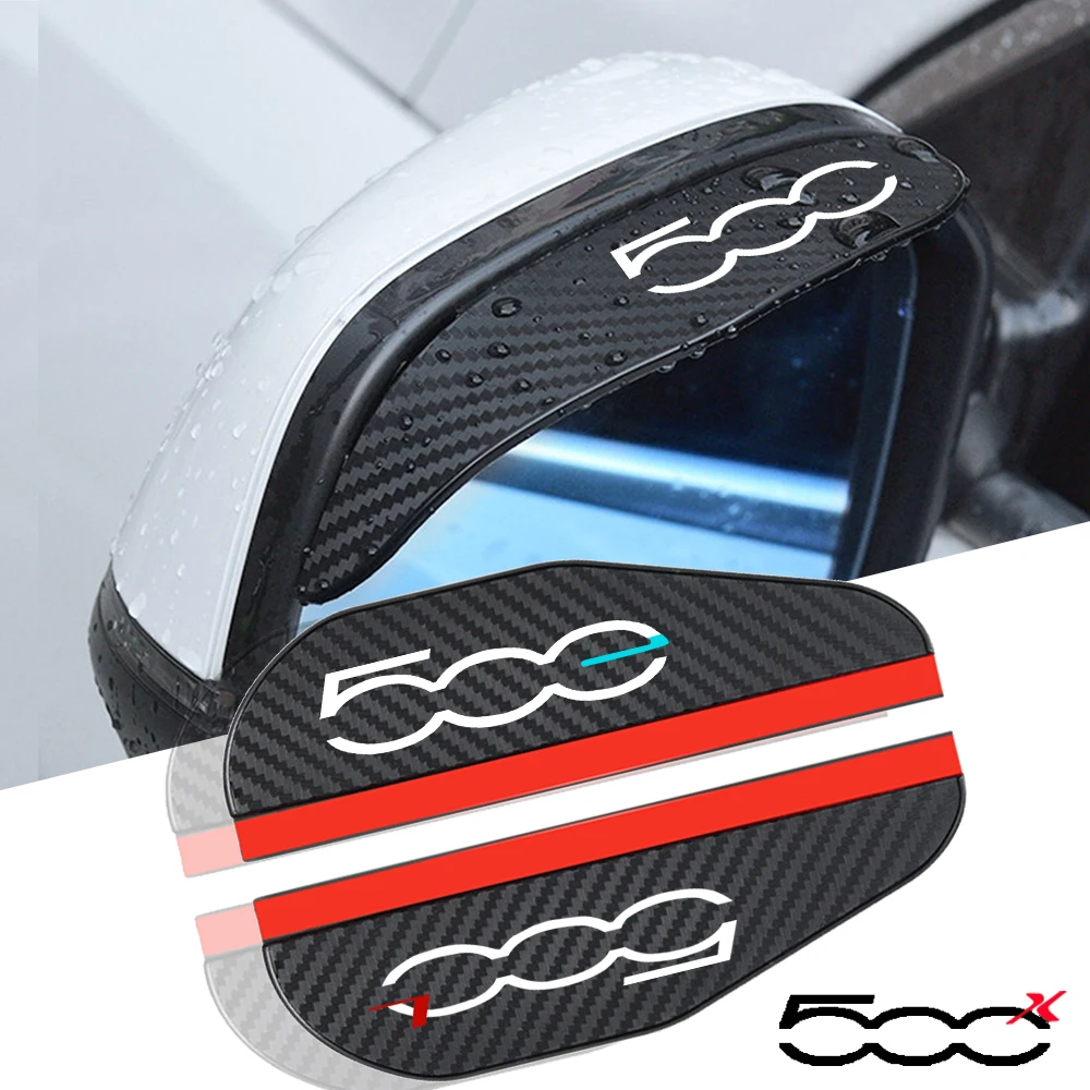 2pcs car Rearview mirror Carbon fiber Rain for fiat 500 500l 500x 500e abarth electric accessories