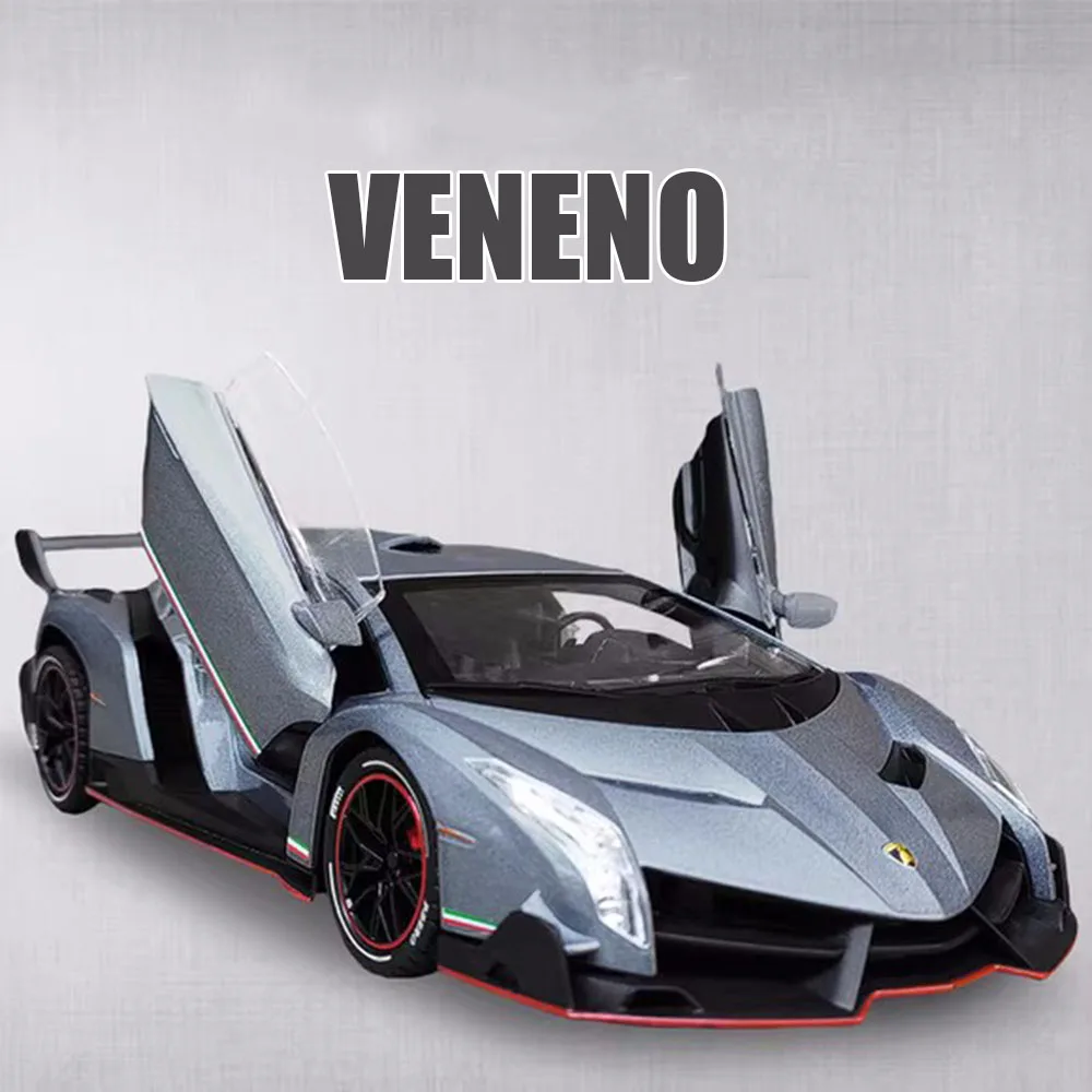 1:24 Scale Veneno Alloy Cars Model Diecast Toys 3 Doors Can Opened Sports Car with Light Sound Vehicle for Kids Birthday Present
