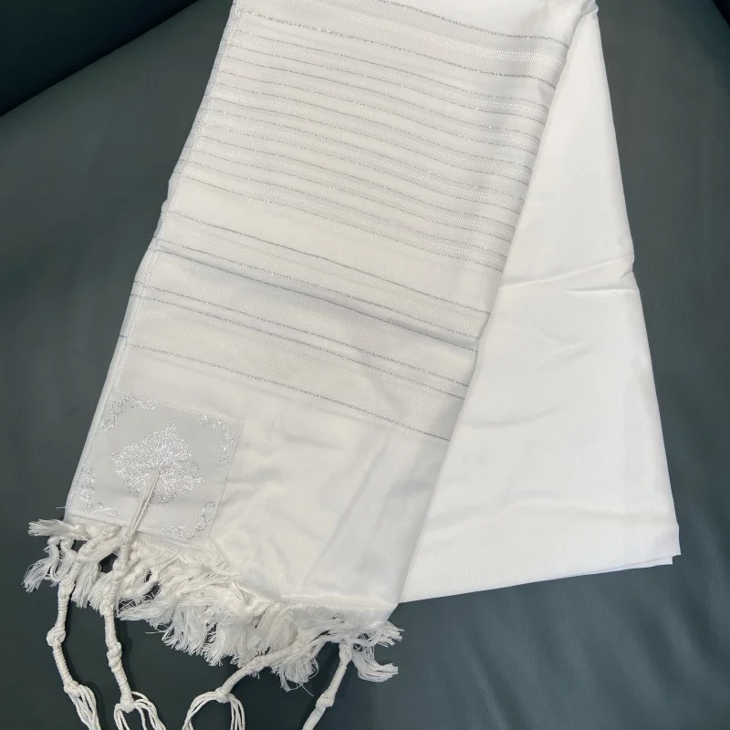 Tallit Prayer Shawl Stripes Magen David Atarah Neck Band Hebrew Decorative Elements with Tzitzit Talit Tallis Talis 140x190cm