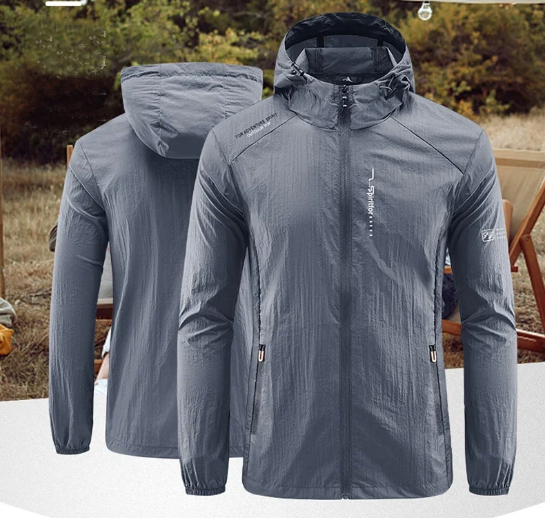 UPF50+ Summer Outdoor Quick Dry Sun-Protective Thin Jacket Men Hiking Fishing Cycling Hooded Gym Sport Ultra Light Windbreaker 145 Saee2a0a56c874d8d85412e4503d4a5f2H