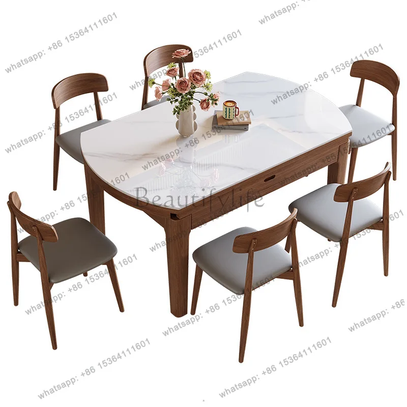Slate dining table modern simple light luxury small apartment household telescopic folding