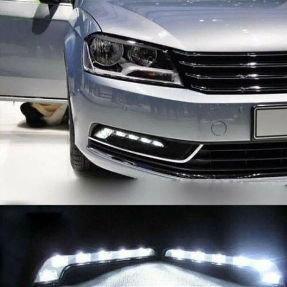 1 set Universal LED Car Daytime Running Light 6LED 12V L-shaped DRL White Light 660LM Waterproof Driving Fog Lights Accessories view 6