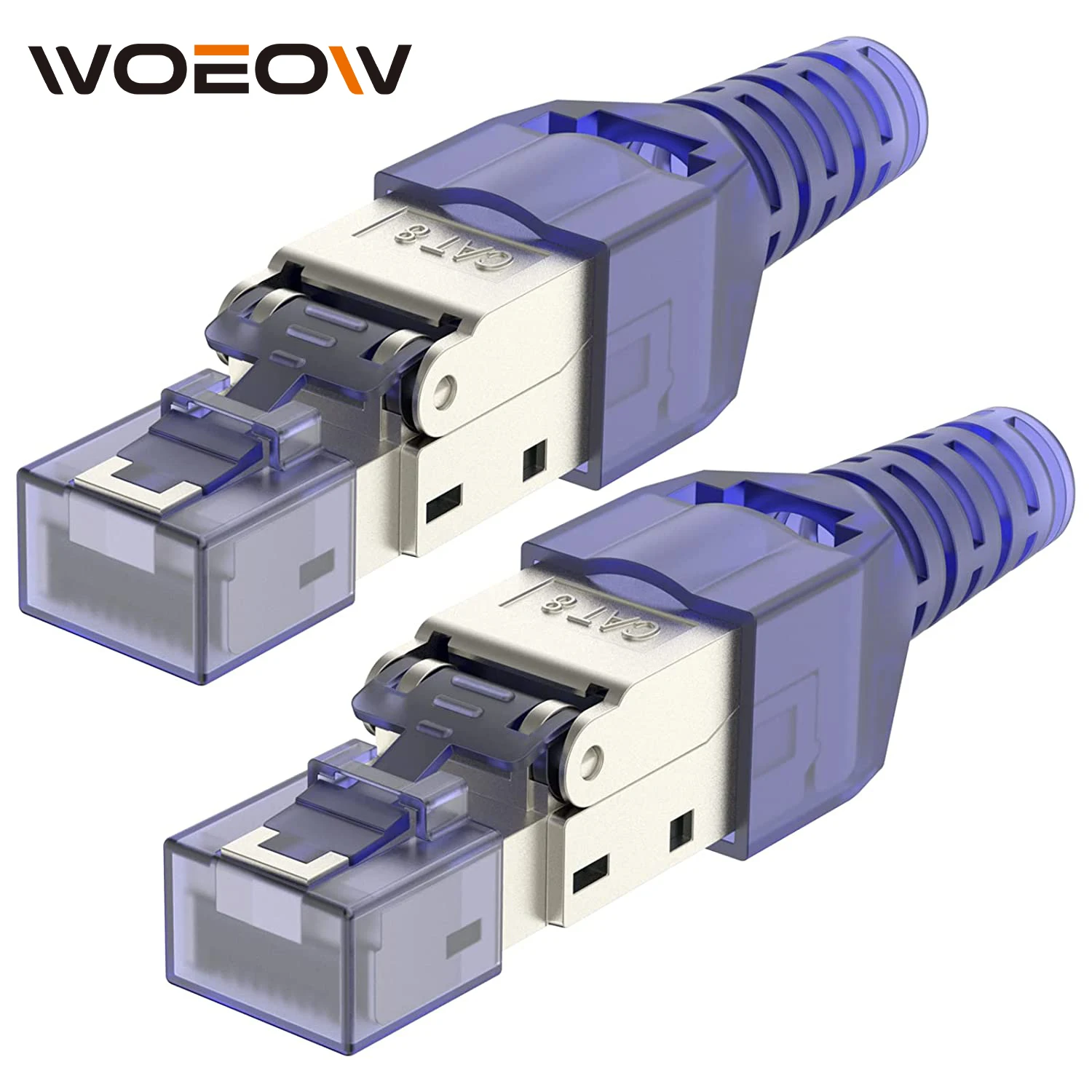 WoeoW-Conector sem ferramentas sem ferramentas, Plug de terminação RJ45, Reutilizável blindado para cabos Ethernet, 10Gbps, CAT8, CAT7, CAT6A, 1Pc