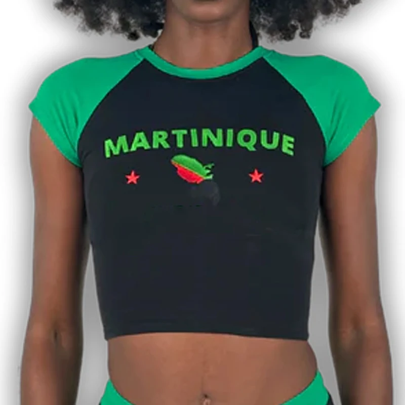 New Women's Clothing Summer Casual Sporty Clothes Short Sleeve Crew Neck T-shirt Crop Tops Graphic Embroidery Y2k Sexy Slim Fit image 2