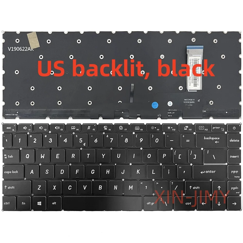 US/French/Russian Layout Backlit Laptop Keyboard For MSI Prestige 14 A10RAS A10RB A10RBS A10SC MS-14C1 Replacement Keyboard