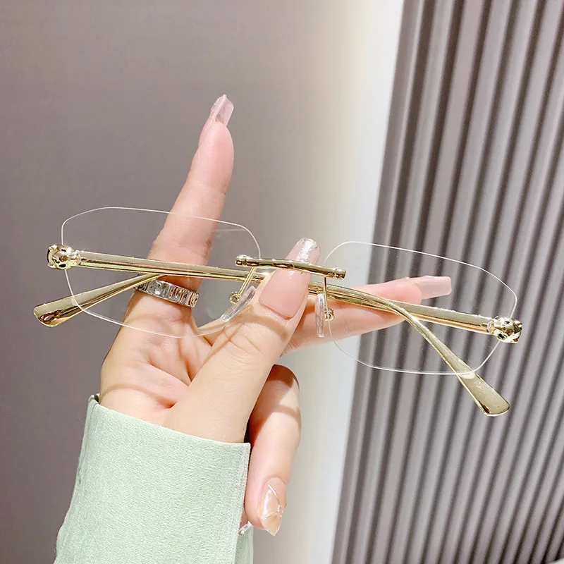 Beliebte Marke Braun Quadrat Frauen Sonnenbrille Mode Luxus Randlose Rechteck Sonnenbrille Weibliche Shades UV400 Vintage Brillen – Detail 8