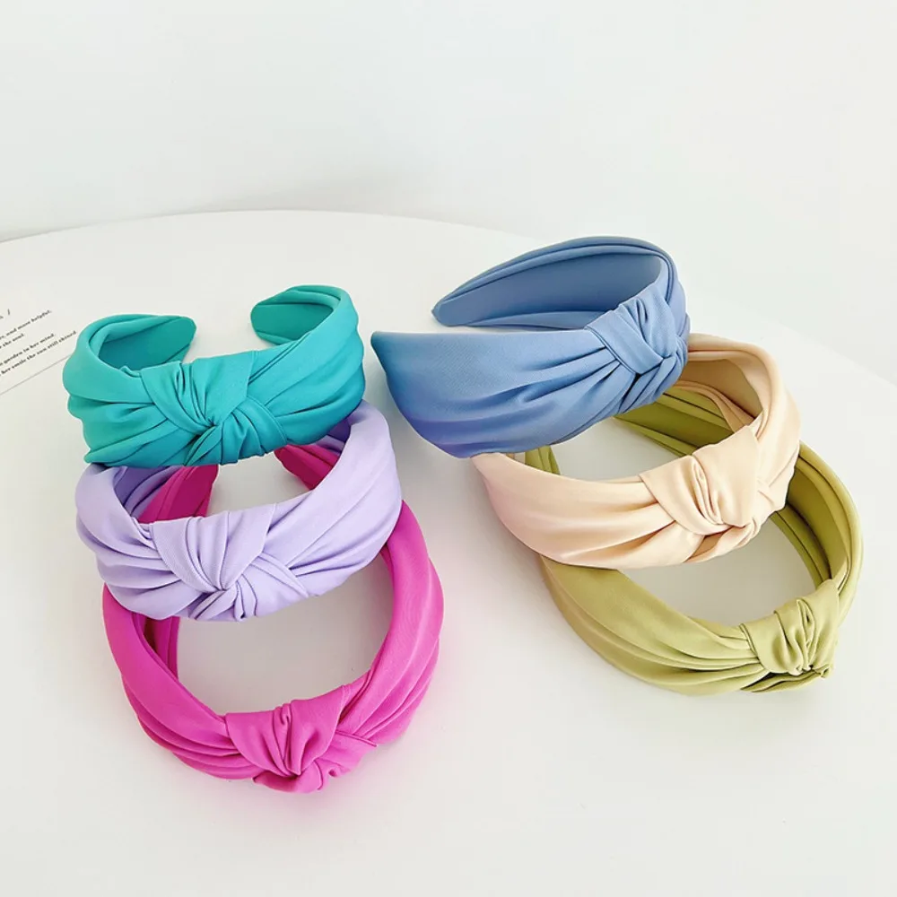 Spring Fashion Hair Accessories Center Knot Casual  Hairband Hair Hoop Solid Color Headband Women Headwear