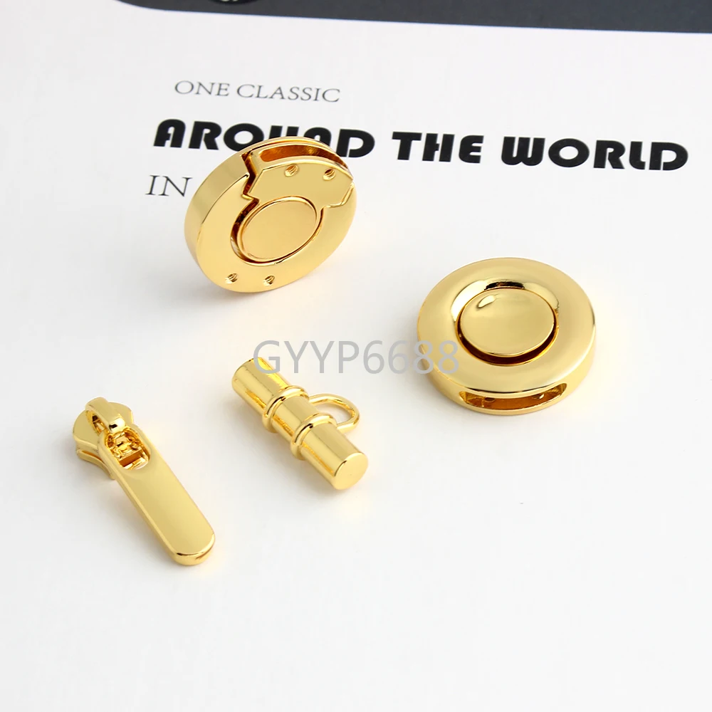 1/5/10Sets K Gold Metal Turn Twist Spring Lock For Tote Bag Handbag Purse Clasp Buckle Puller Slider Connector Chain Accessories