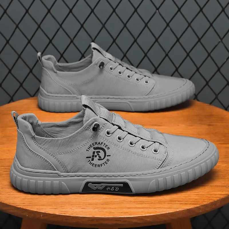 Men's Casual Sneakers Breathable Canvas Flat Non-slip Round Head Lace-up Lightweight Shoes Sapatos Masculinos