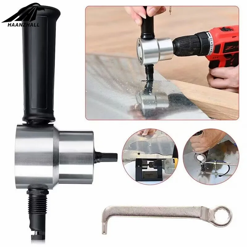 Metal Sheet Cutter Double Head Iron Nibbler Cutting Power Tools Electric Drill Attachment Accessories Car Plate Punch Scissors