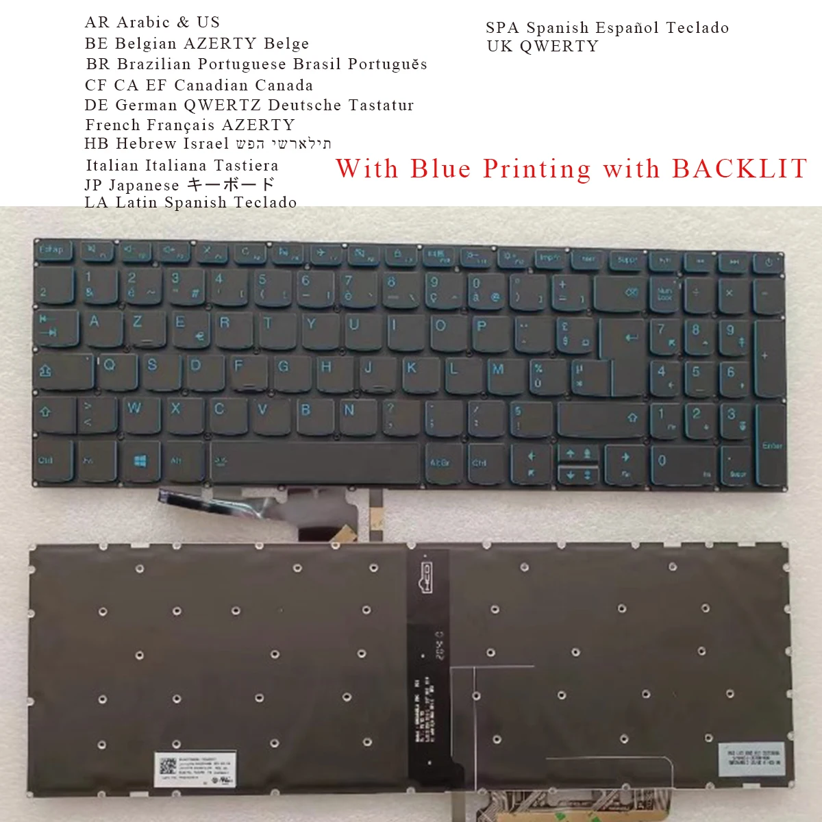 

BE Brazil CA French Italian JP Latin Spanish UK HU Keyboard for Lenovo ideapad 130-15AST 130-15IKB V130-15IKB 130-15ikb BACKLIT