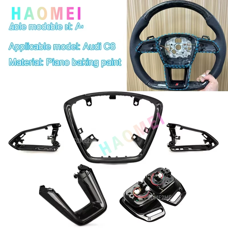 

Настройка глянцевой черной фортепианной краски с плоским дном, накладка на колесо Steerinng для Audi A6C8 3, продается