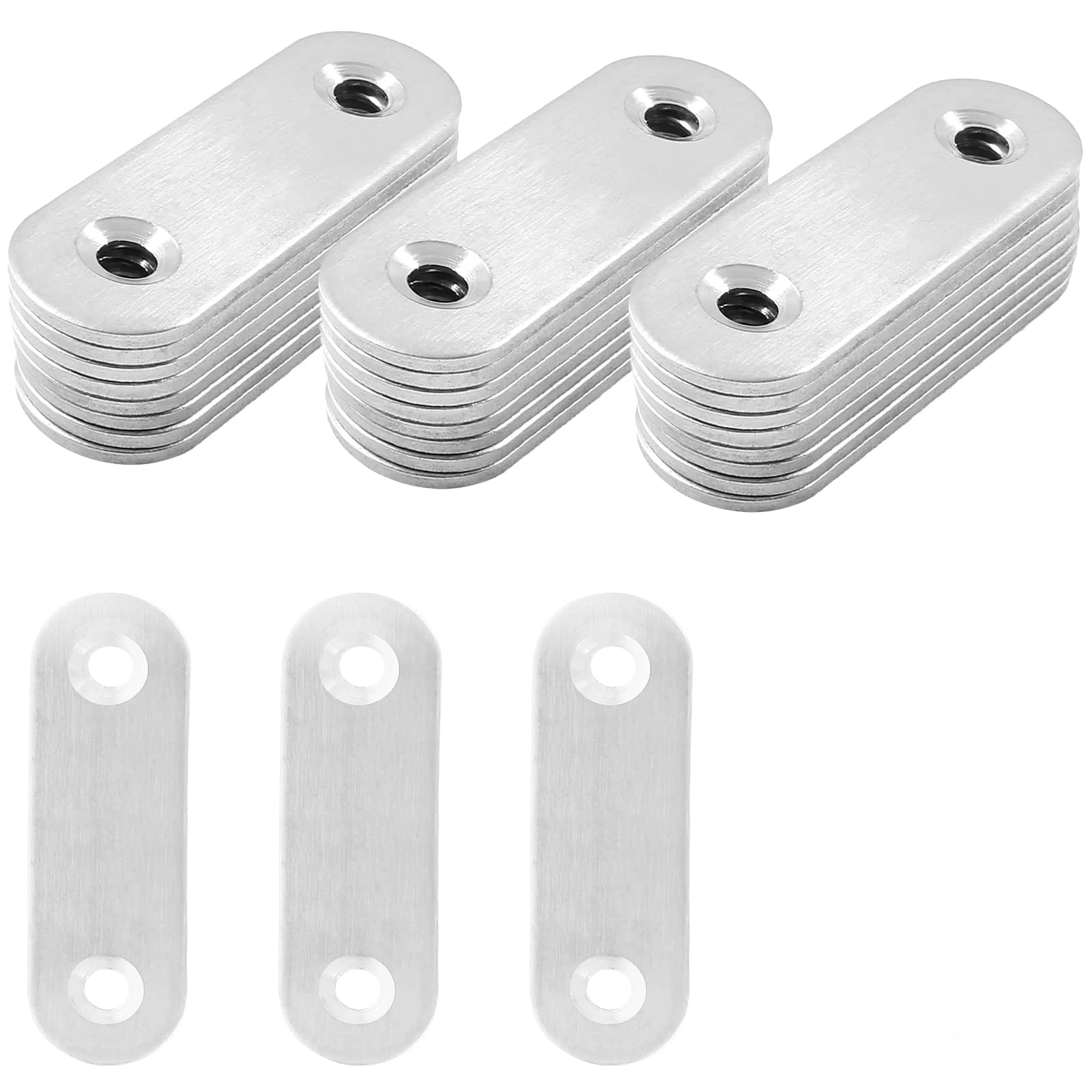 20/50pcs of Metal Flat Straight Connector Plates, Ideal for I-Shaped Brackets, LED Sign Mounting Feet, L-Shaped Corner Braces
