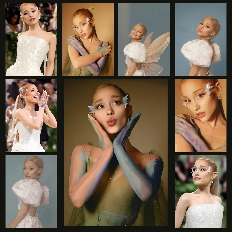 

Hot Singer Ariana Grande Poster Self-adhesive Art Waterproof Paper Sticker Coffee House Bar Room Wall Decor