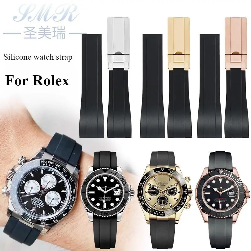 For original Rolex watch strap silicone Yacht Master type meteorite Cosmograph Daytona rubber strap 20mm