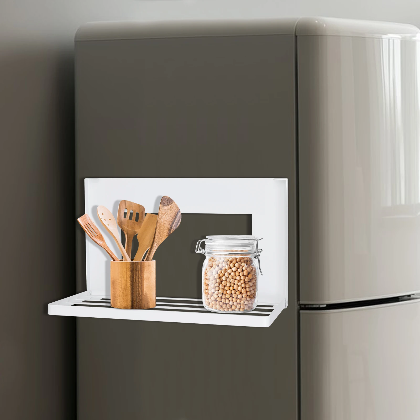 Magnetic Folding Shelf, Magnet Rack Mount on Washing Machine/Fridge, Durable Folding Rack for Laundry Room/Bathroom/Kitchen