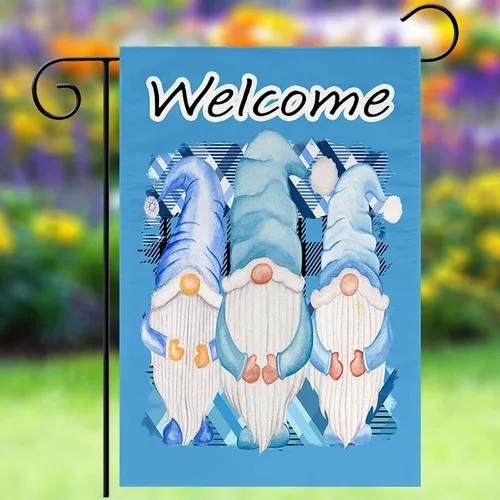 Garden Flag 12x18 Bearded Gnomes Welcome Double Sided Indoor Outdoor Yard Flag VVL YYX EEZ