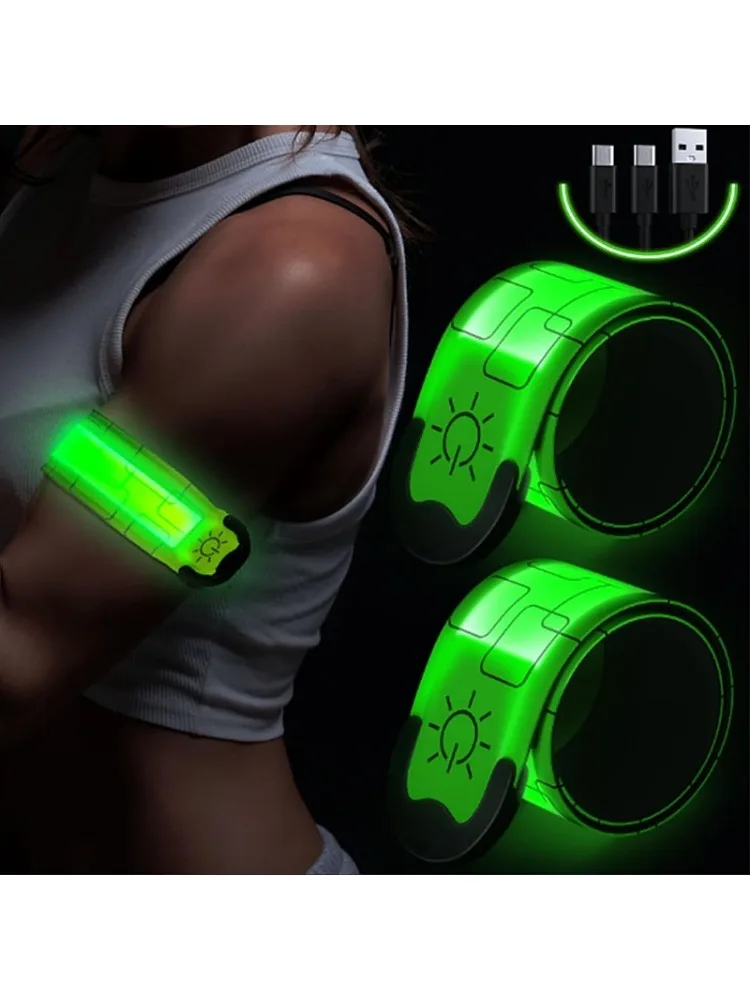 AliExpress NONE USB Rechargeable Snap Bracelet Arm Lamp Belt Kids Safety Flashing Band LED Night Running Armband Anti-Lost​ Outdoor Glow Prop
