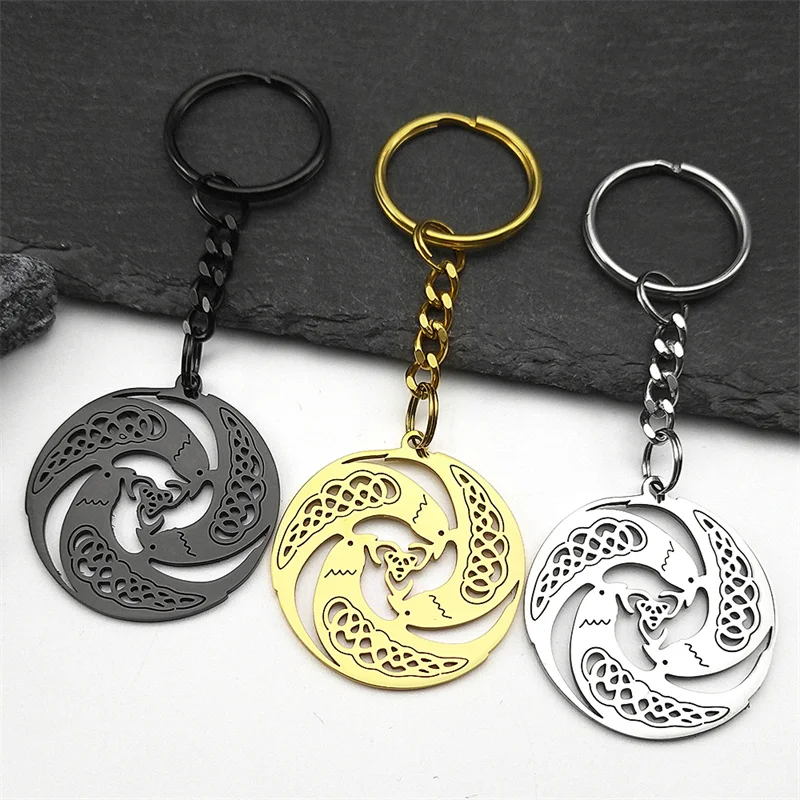 

Vintage Celtic Raven Trinity Knot Key Chain for Women Men Stainless Steel Fashionable Irish Knot Key Ring Lucky Amulet Jewelry