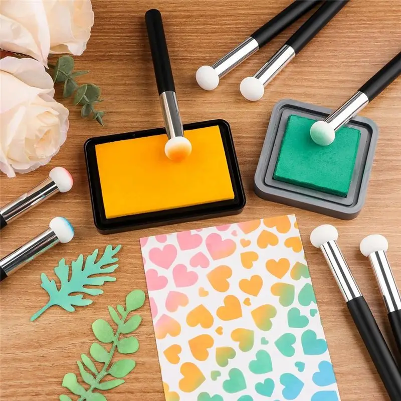 ABRI-12Pcs/Set Sponge Applicators, Mini Paper Sponges Mushroom Heads Pouncers For Card Making,Background Blender Paintbrush Dura