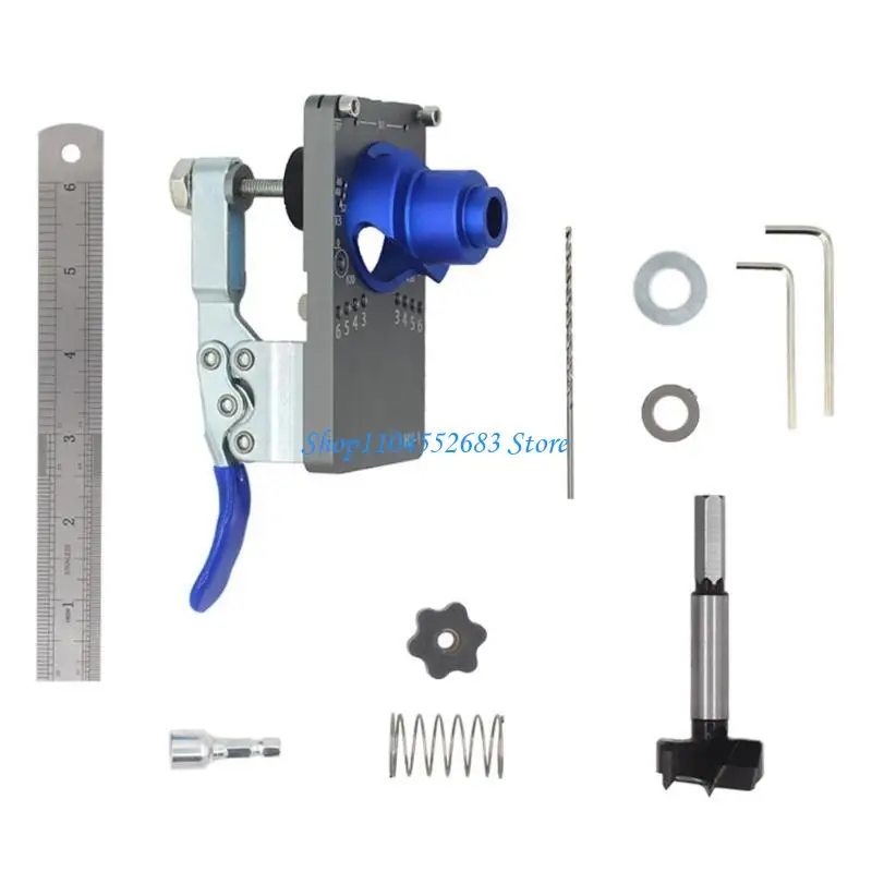 Y6GD Maschera per cerniera nascosta da 35 mm noioso Guida per trapano Set punte per taglierina noioso per porta