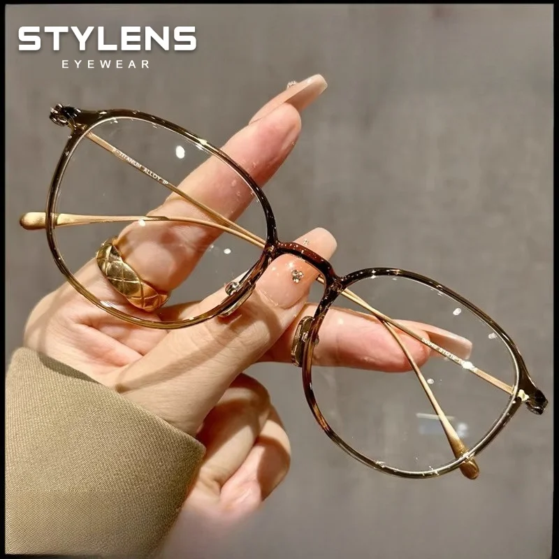STYLENS Classic Round Titanium Legs Reading Glasses Women Anti Blue Ray Myopia Hyperopia Glasses Prescription Optical Eyeglasses