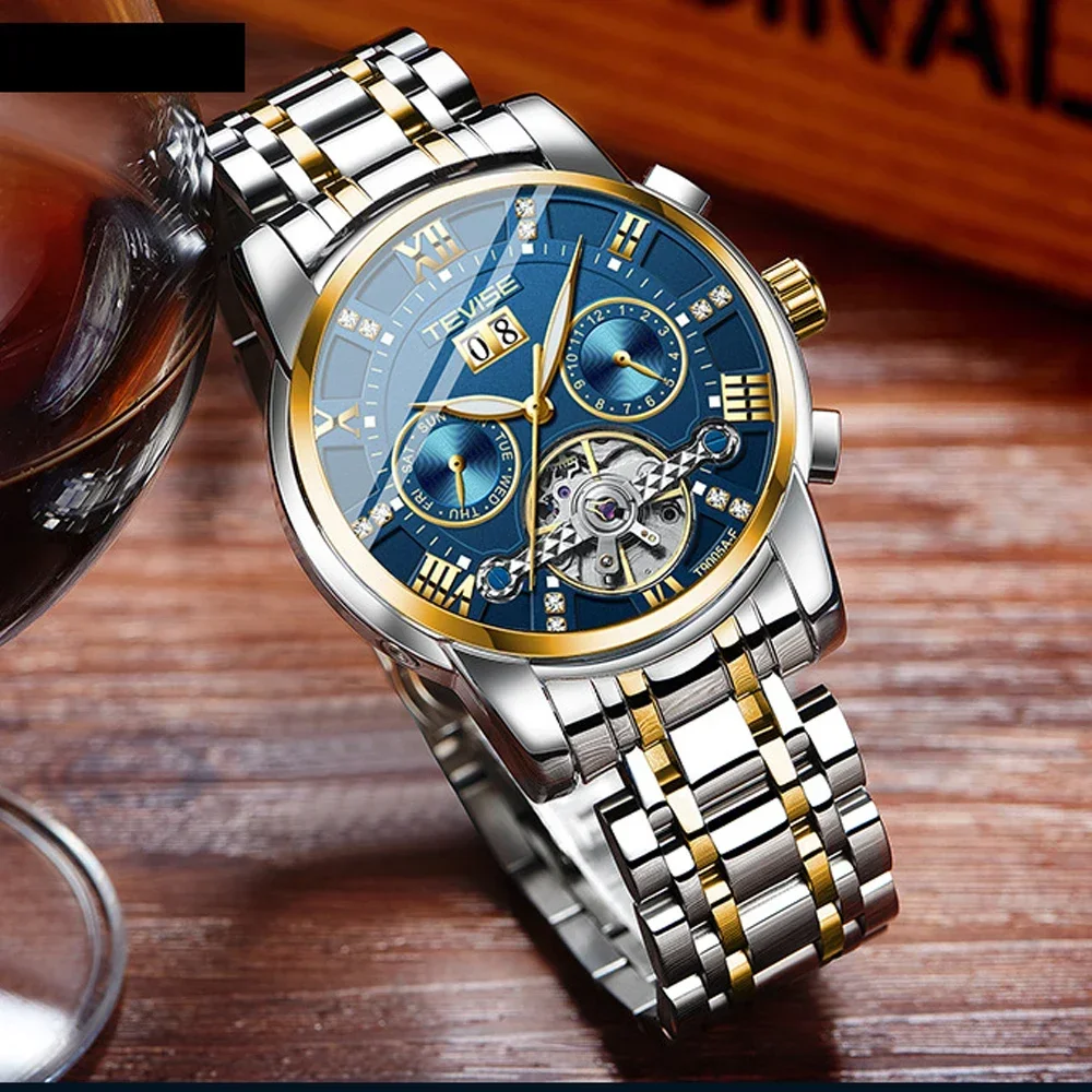 Hot Mechanical Watch Men Tourbillon Automatic Mens Watches Waterproof Reloj Hombre Stainless Steel Luminous Business Wristwatch