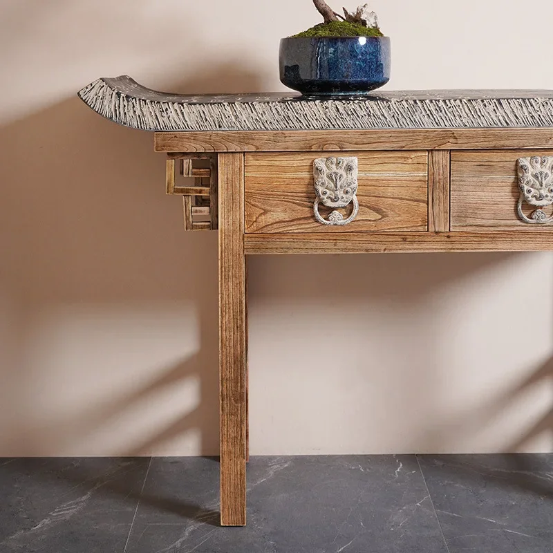 New Chinese antique decoration living room foyer entrance log furniture calligraphy table
