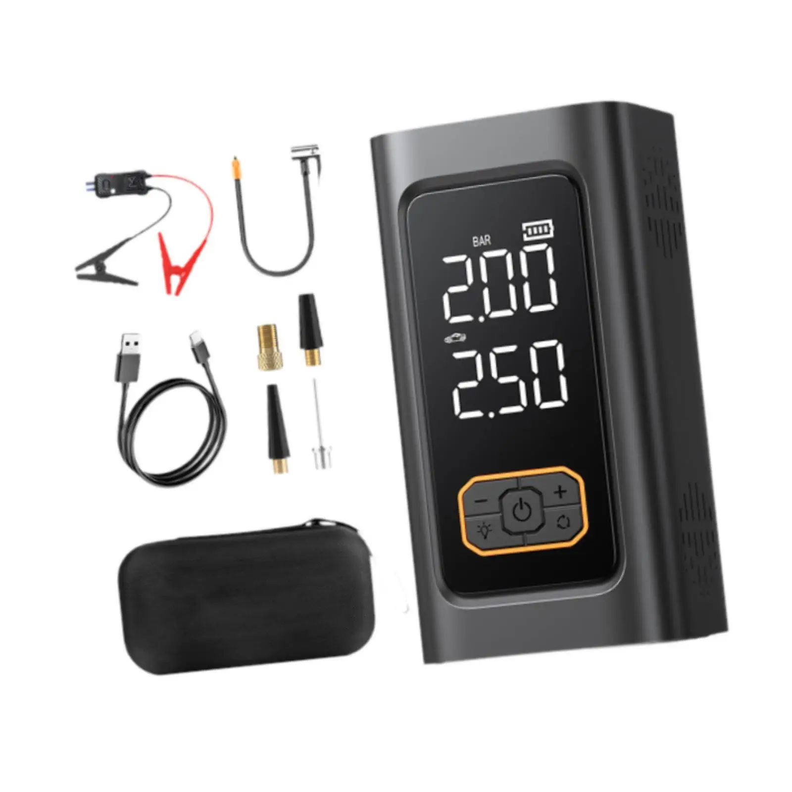 Cordless Car Tire Inflator Portable Air Compressor Fast Charging Pump with Emergency Light for Auto Bicycle Wheel