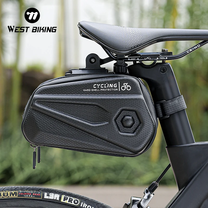 

WEST BIKING Bicycle Saddle Bag Waterproof MTB Road Bike Rear Tail Bag Hard Shell Large Capacity Tools Storage Bag Cycling Access