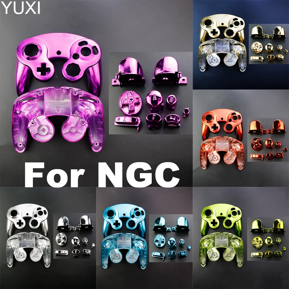 

YUXI For NGC Electroplating Controller Housing Shell Cover Handle Replacement Parts For Gamecube Game Handle Protective Accessor