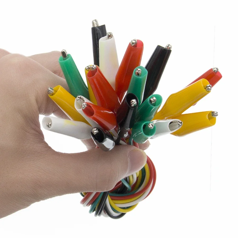 10 Uds pinzas de cocodrilo 50CM cables de prueba eléctricos DIY pinzas de cocodrilo de doble punta Clip de cucaracha cable de puente de prueba