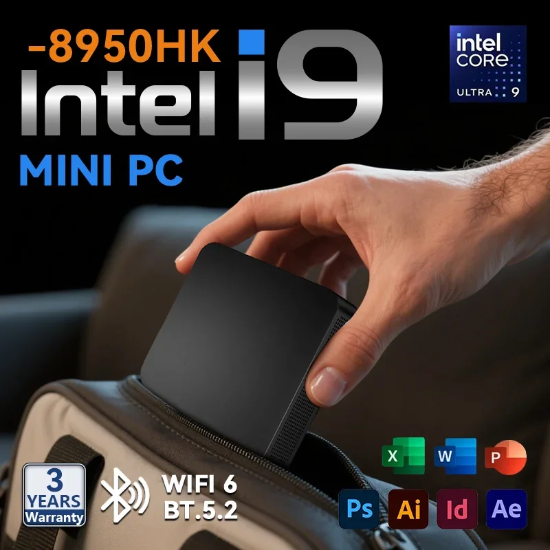Mini-ordinateur 4K Intel Core i9 8950HK 16 Go DDR4 1/2 To SSD PC Windows 11 UHD Graphics Pocket PC Mini PC de jeu 4K HD de bureau