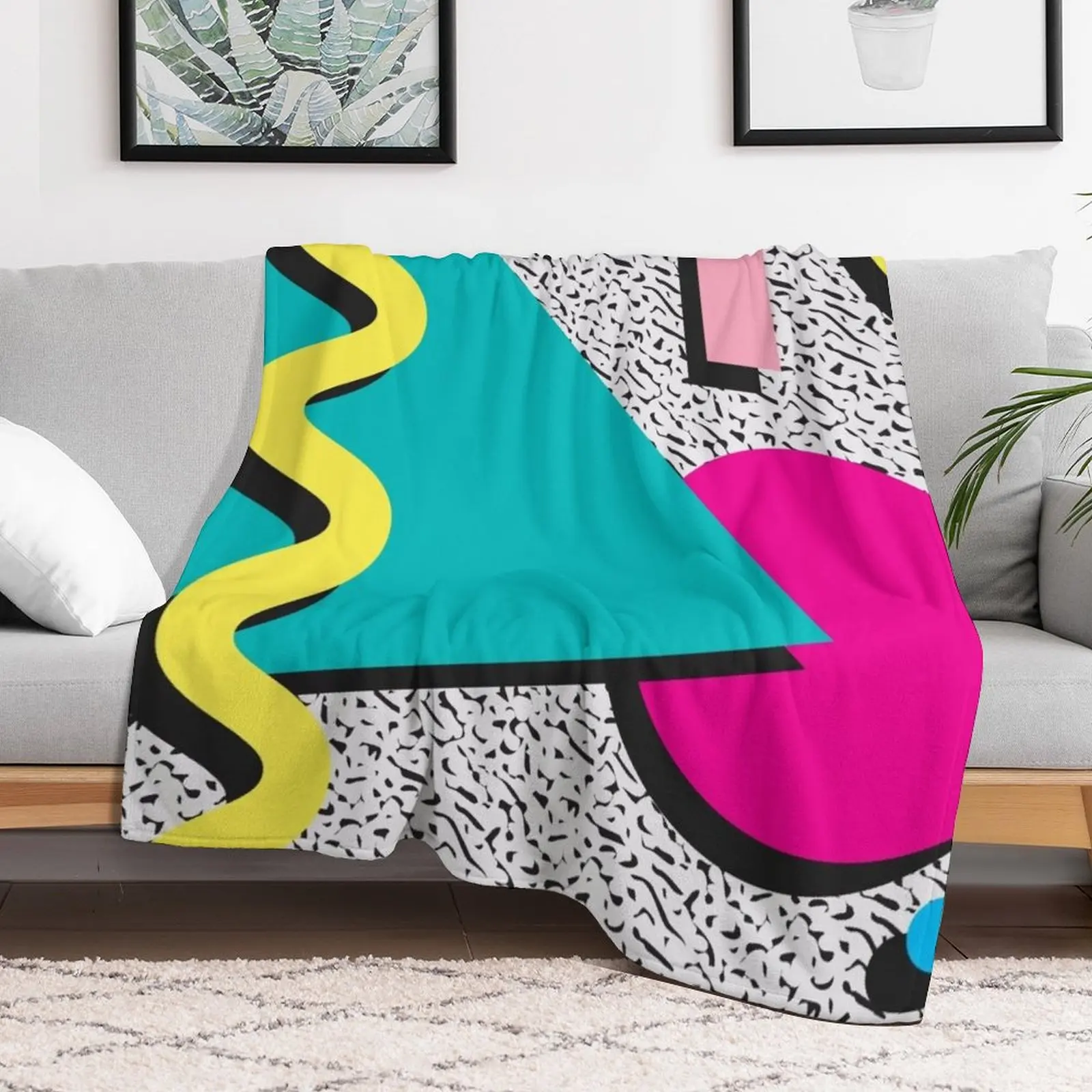 1980s Abstract Pattern Throw Blanket Bed covers Plaid on the sofa Blankets