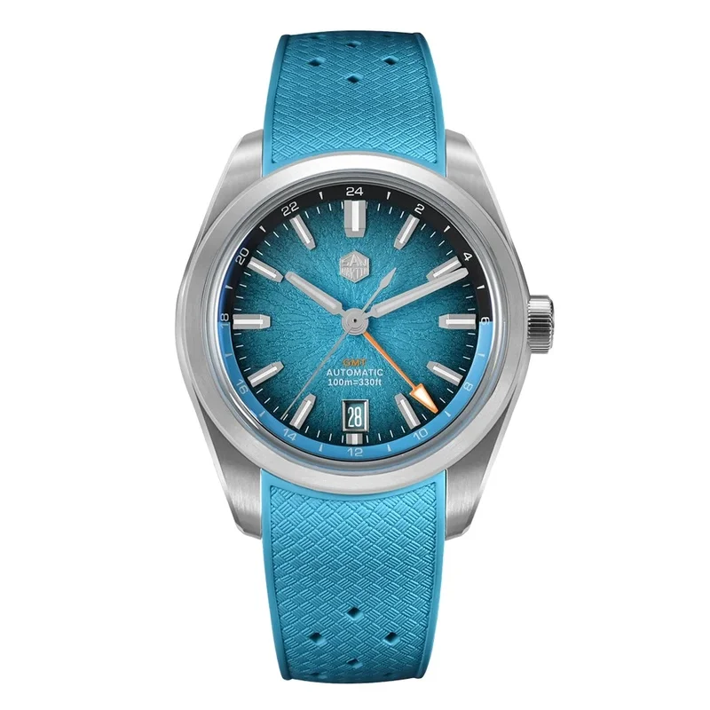 San Martin SN0144BGX 39mm GMT Automatic Watch For Men Enamel Jianzhan Miyota 9075 Mechanical 10ATM Luxury Gada Dress Wristwatch
