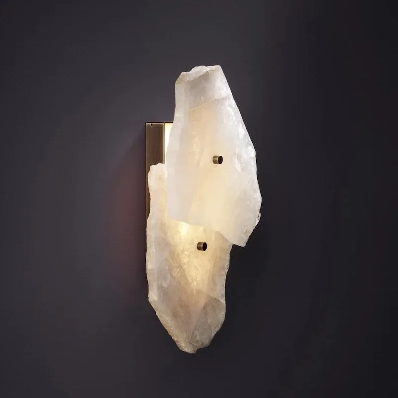 

Natural Spain Marble Wall Light Living Room TV Background Wall Bedroom Bedside Corridor All Copper Alabaster Lighting Wall Lamp